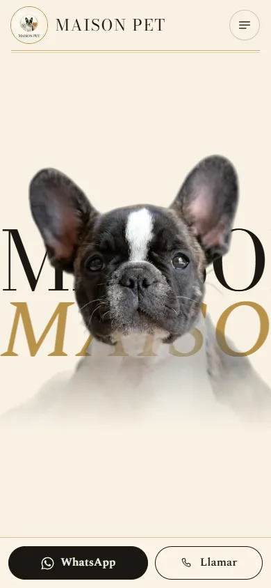 La web de Maison Pet en el móvil