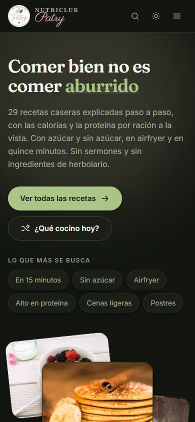 La web de NutriClub Patry en el móvil